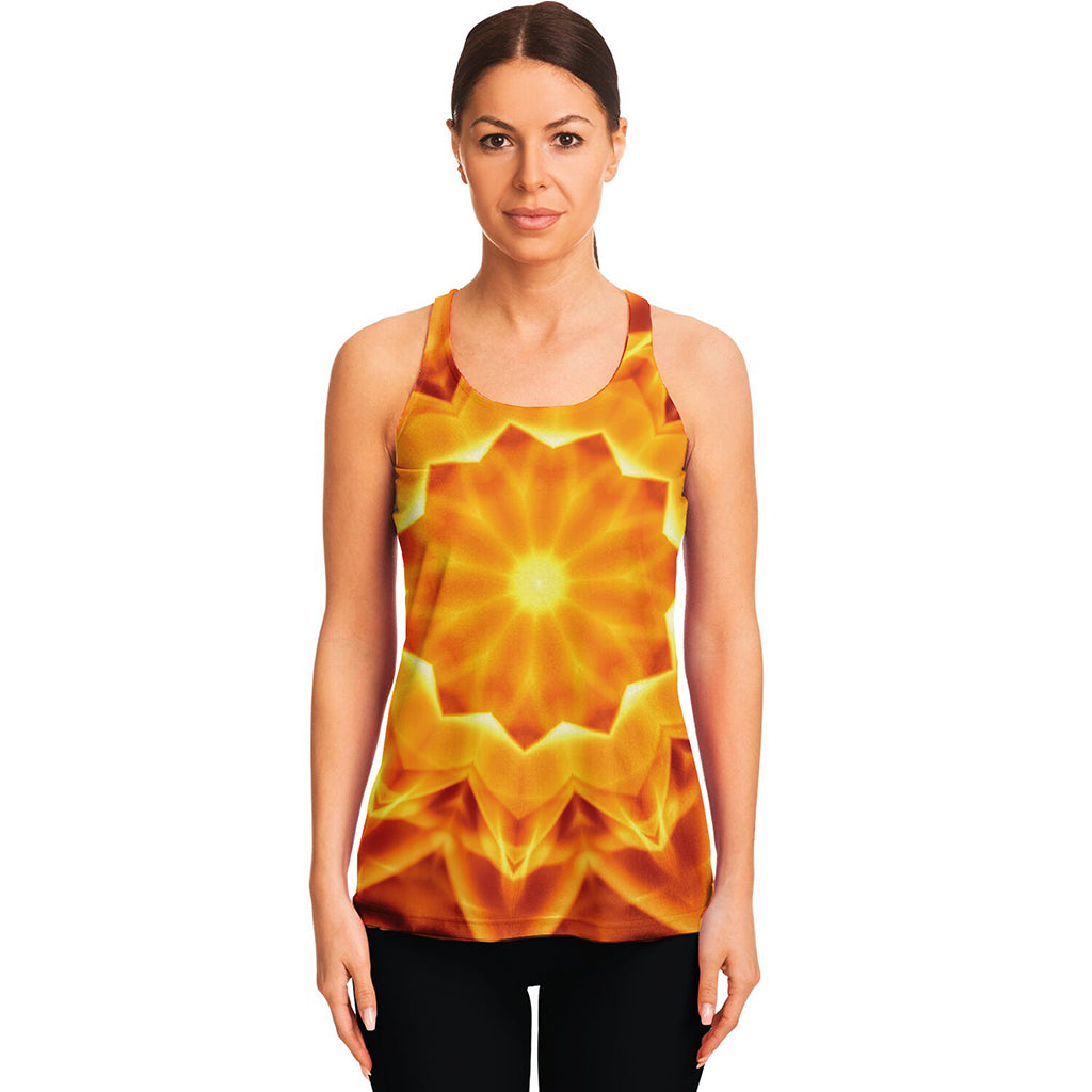 Flame Kaleidoscope Print Women's Racerback Tank Top