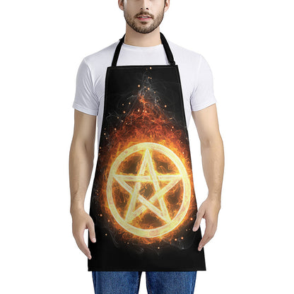 Flame Pentagram Print Apron