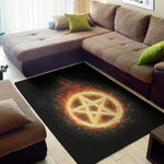 Flame Pentagram Print Area Rug