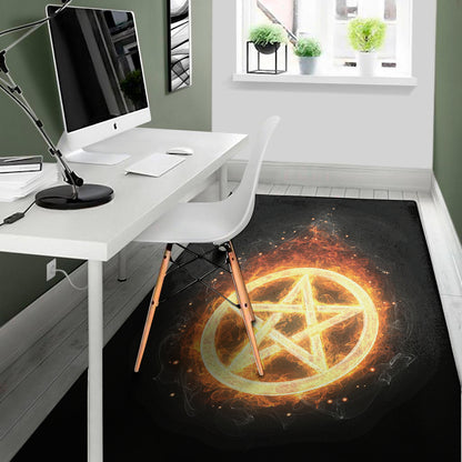 Flame Pentagram Print Area Rug