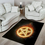 Flame Pentagram Print Area Rug
