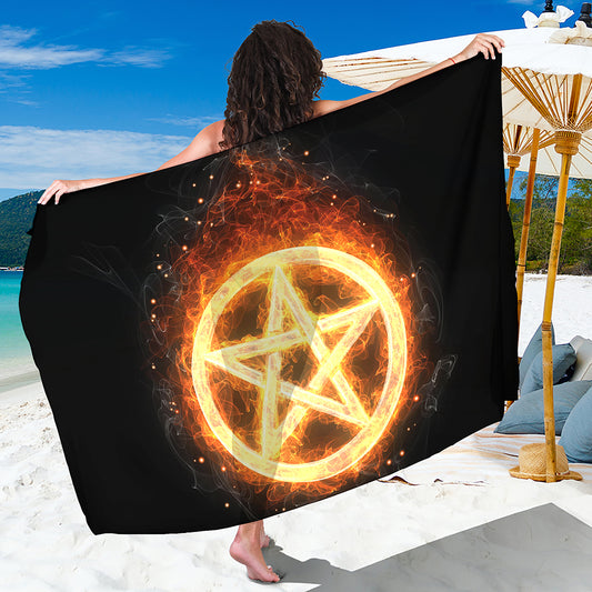 Flame Pentagram Print Beach Sarong Wrap