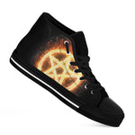Flame Pentagram Print Black High Top Shoes