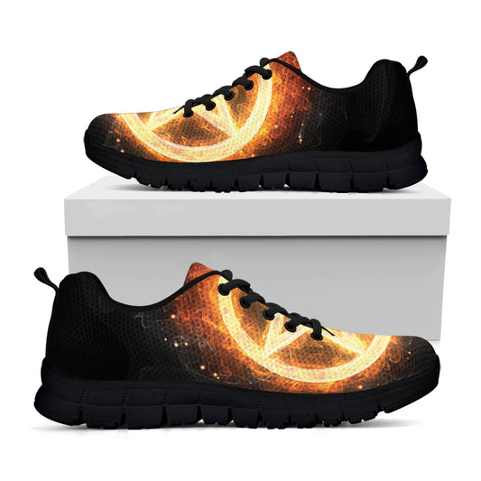 Flame Pentagram Print Black Sneakers