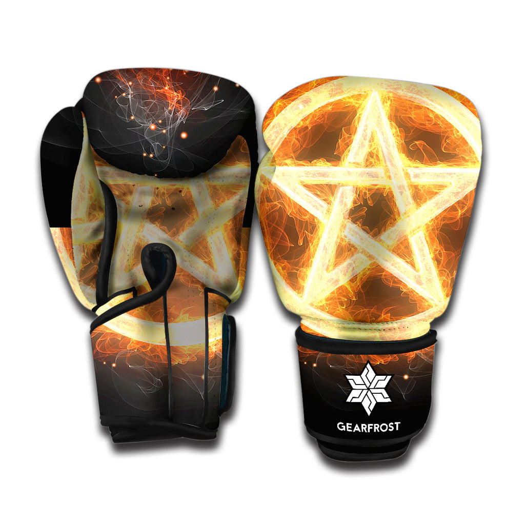 Flame Pentagram Print Boxing Gloves