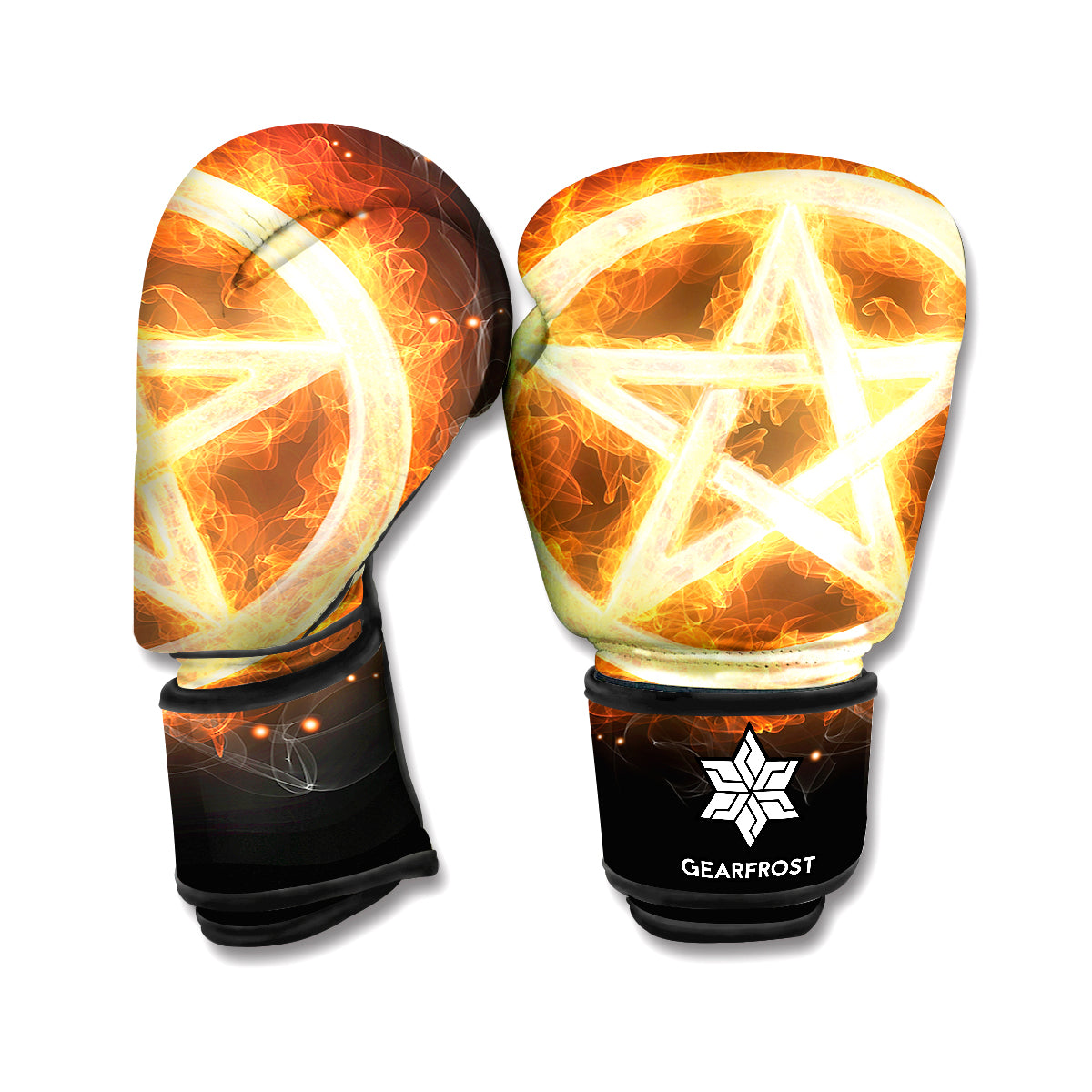 Flame Pentagram Print Boxing Gloves