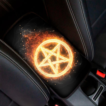 Flame Pentagram Print Car Center Console Cover