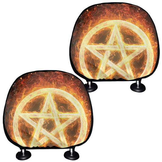 Flame Pentagram Print Car Headrest Covers