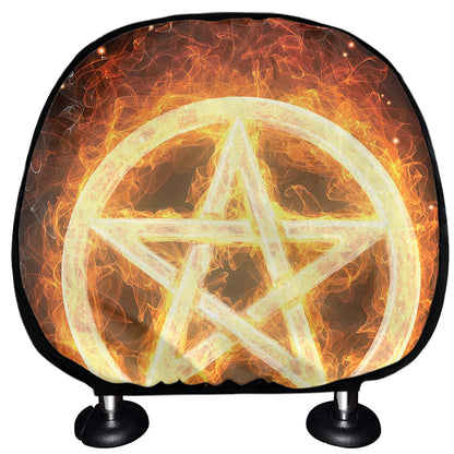 Flame Pentagram Print Car Headrest Covers