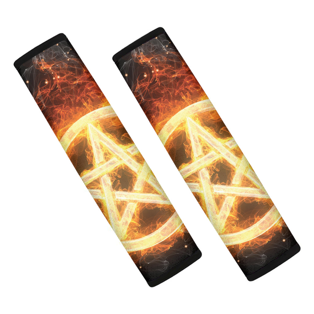 Flame Pentagram Print Car Seat Belt Covers