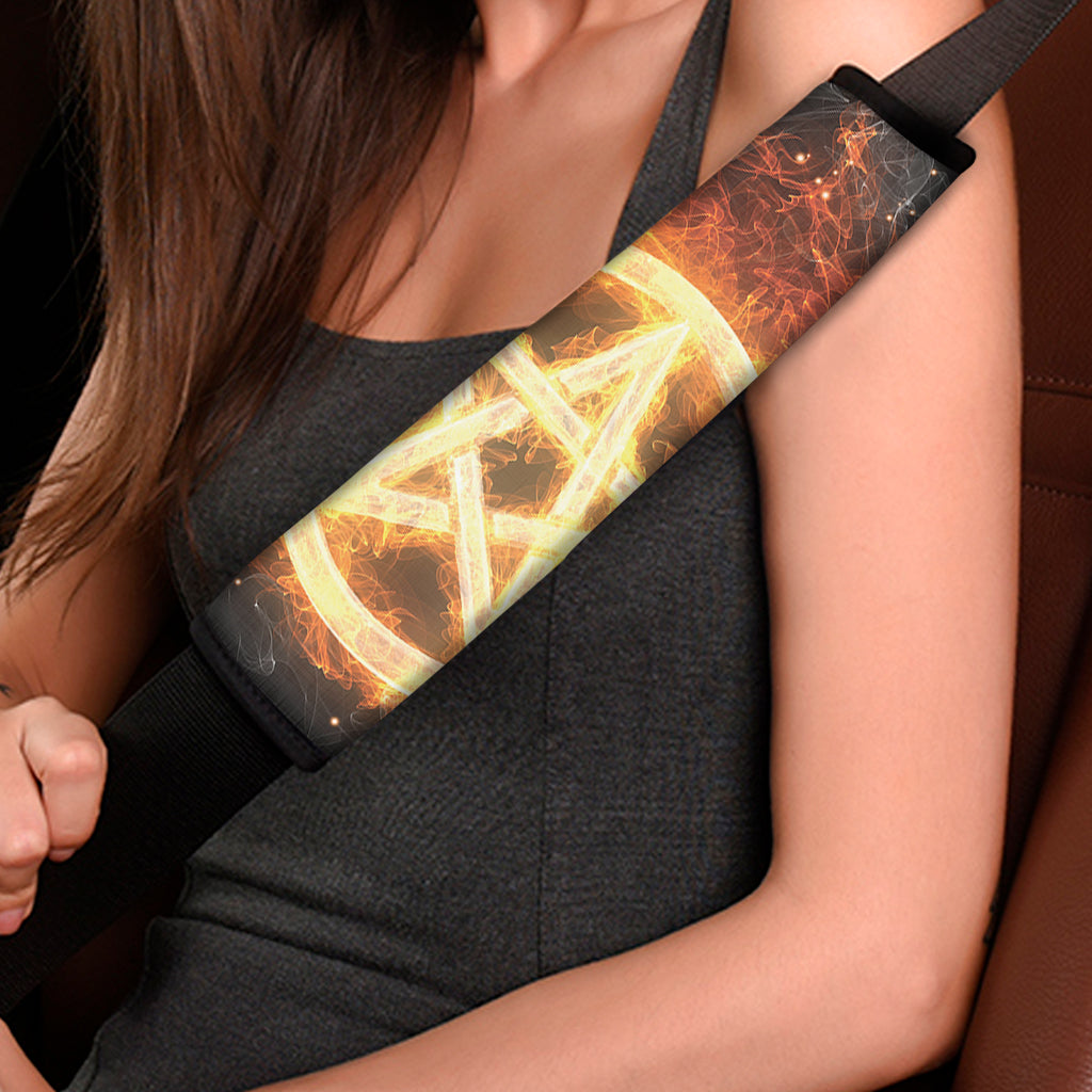 Flame Pentagram Print Car Seat Belt Covers