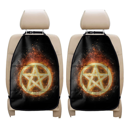 Flame Pentagram Print Car Seat Organizers