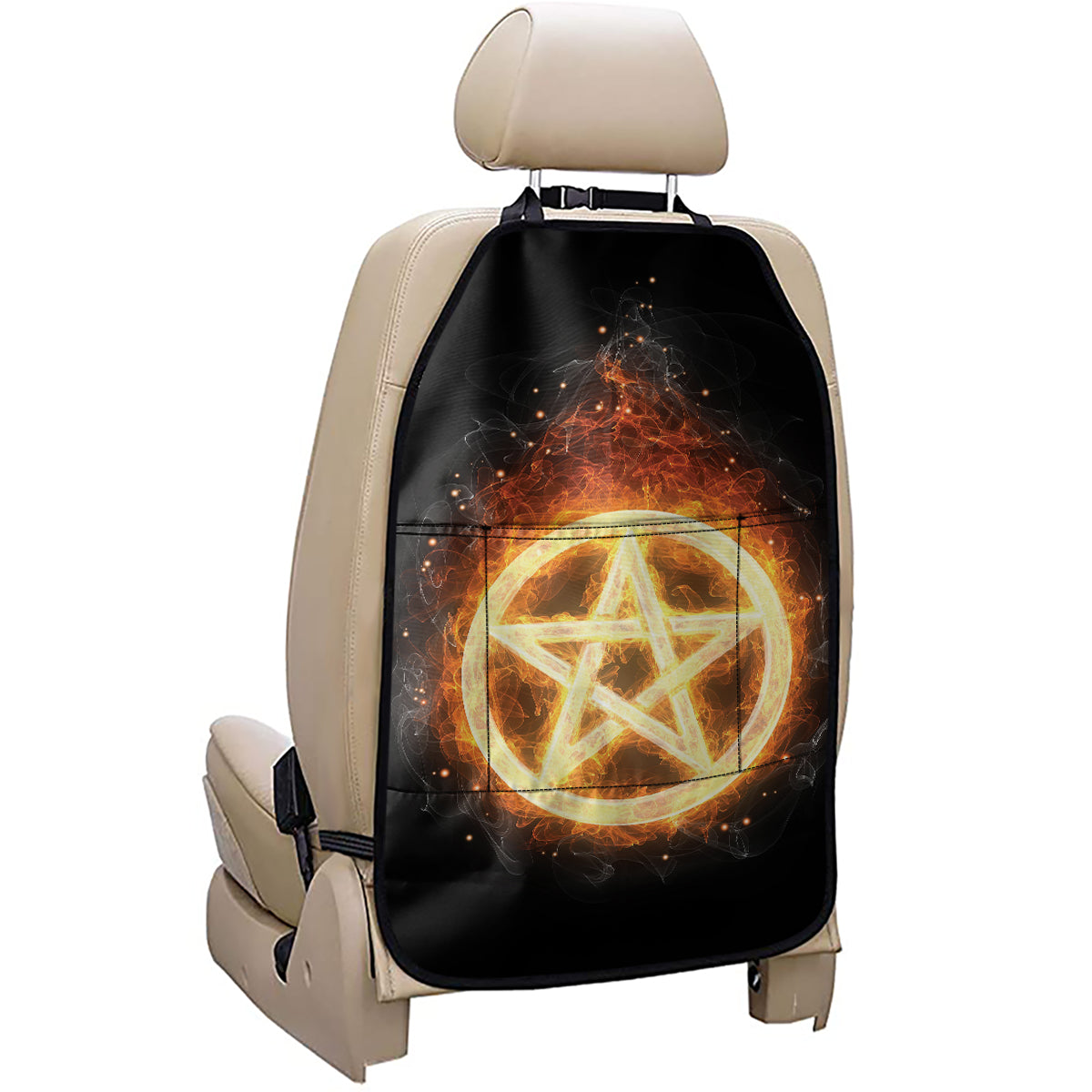 Flame Pentagram Print Car Seat Organizers