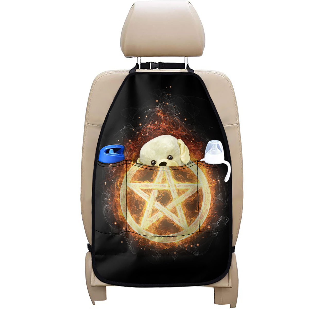 Flame Pentagram Print Car Seat Organizers