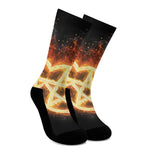 Flame Pentagram Print Crew Socks