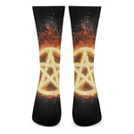 Flame Pentagram Print Crew Socks