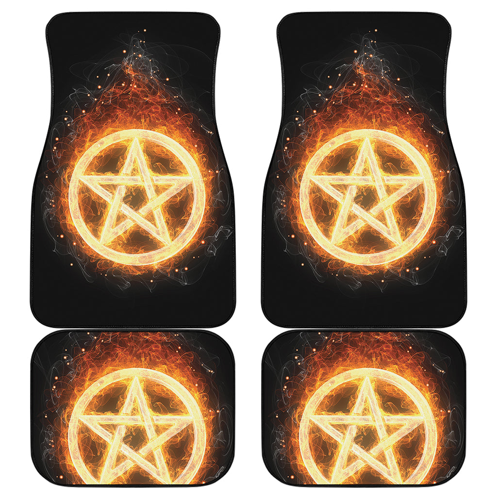 Flame Pentagram Print Front and Back Car Floor Mats
