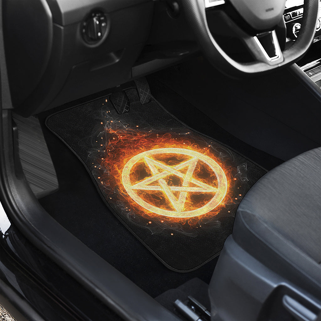 Flame Pentagram Print Front and Back Car Floor Mats