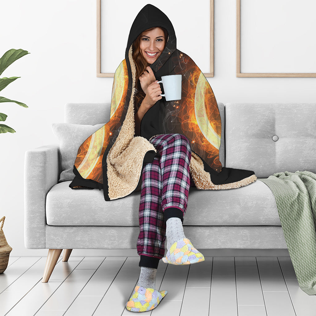 Flame Pentagram Print Hooded Blanket
