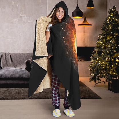 Flame Pentagram Print Hooded Blanket