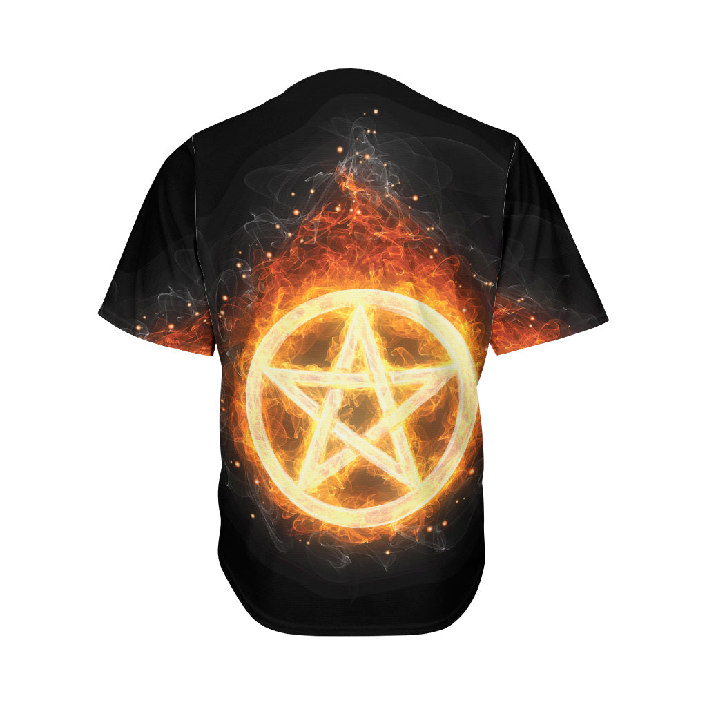 Flame Pentagram Print Men's Baseball Jersey