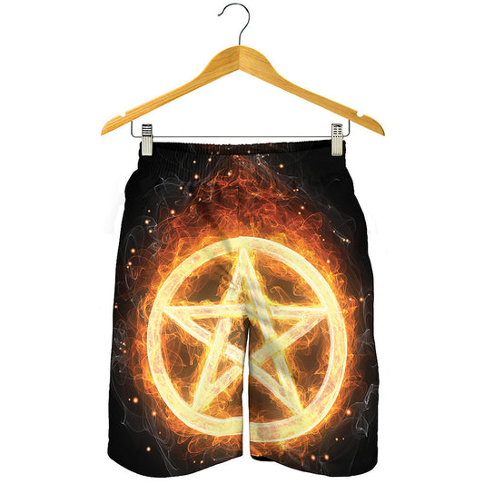 Flame Pentagram Print Men's Shorts