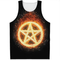 Flame Pentagram Print Men's Tank Top