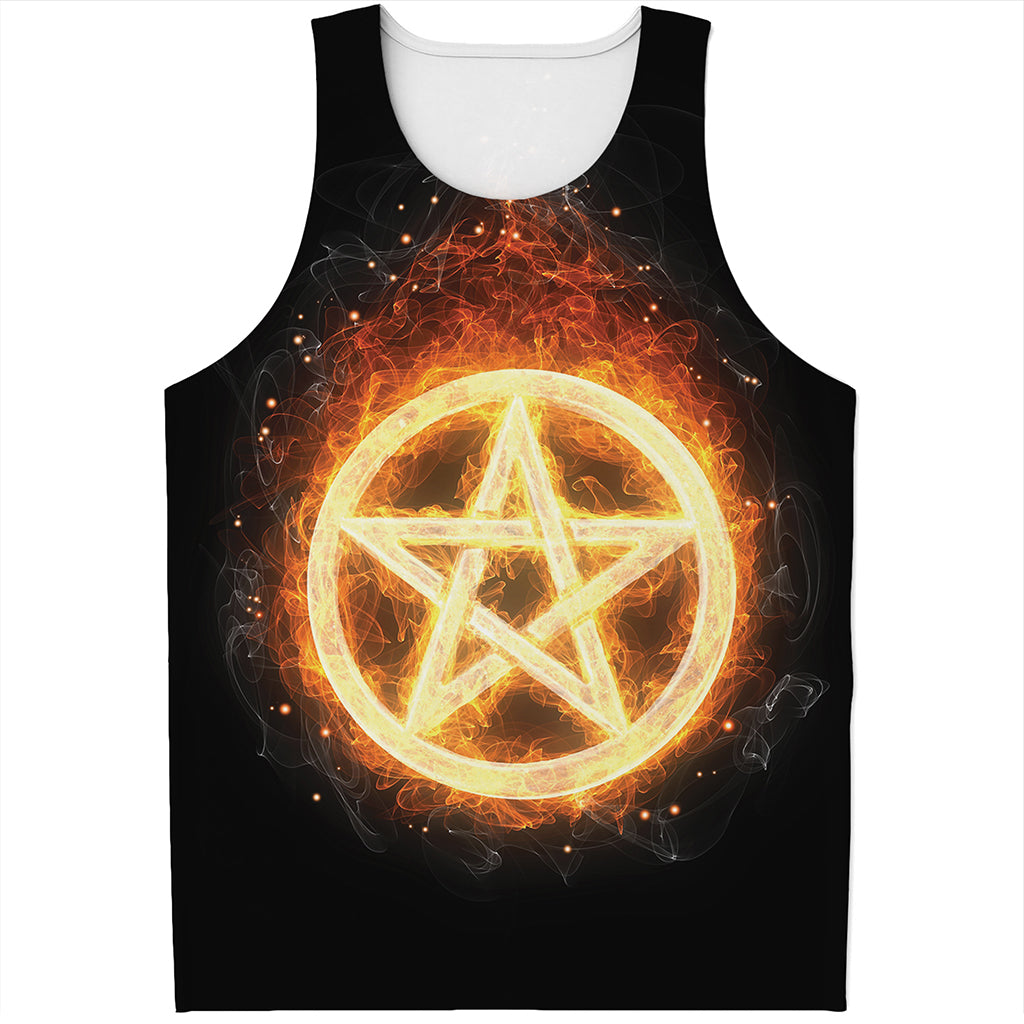 Flame Pentagram Print Men's Tank Top