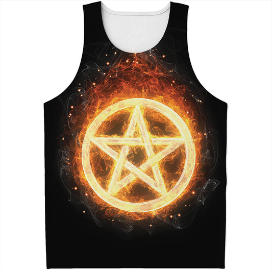 Flame Pentagram Print Men's Tank Top