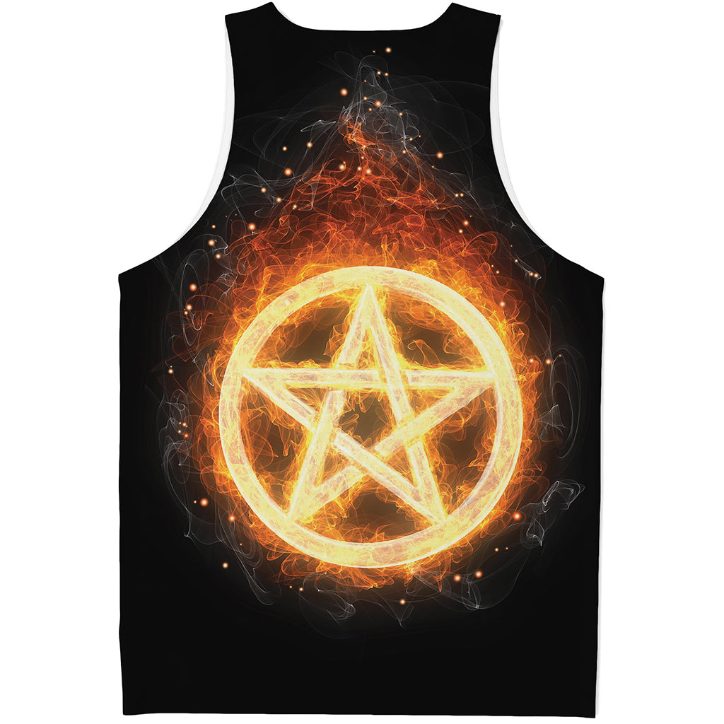 Flame Pentagram Print Men's Tank Top
