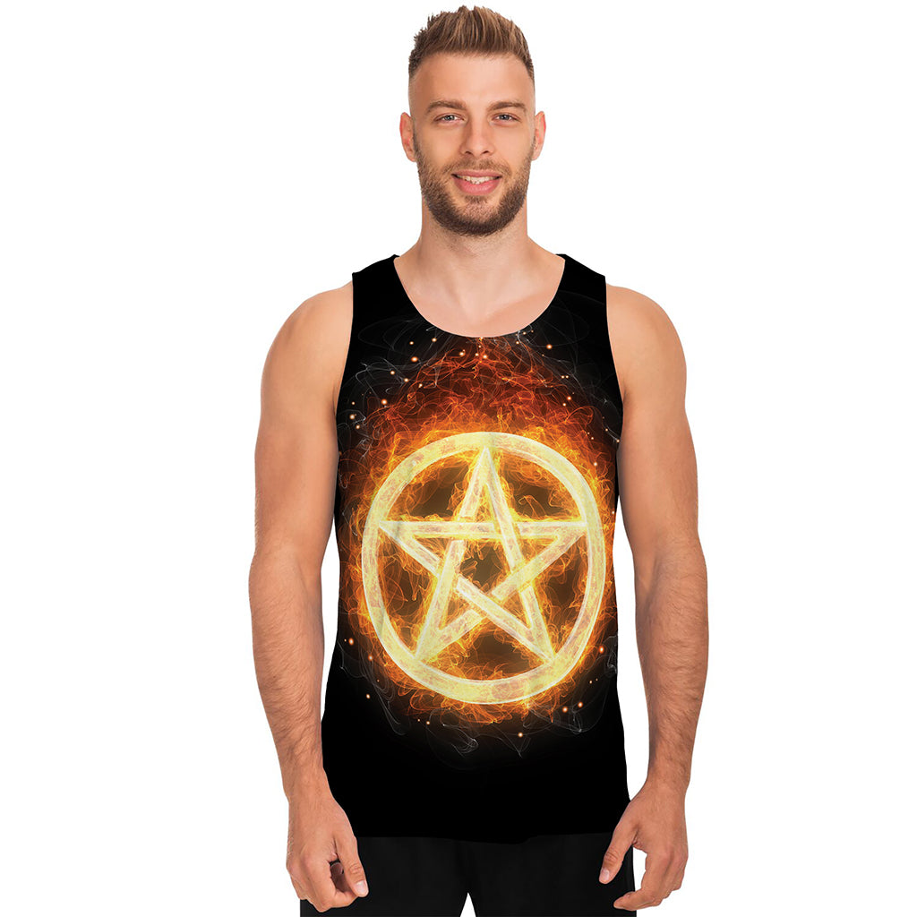 Flame Pentagram Print Men's Tank Top