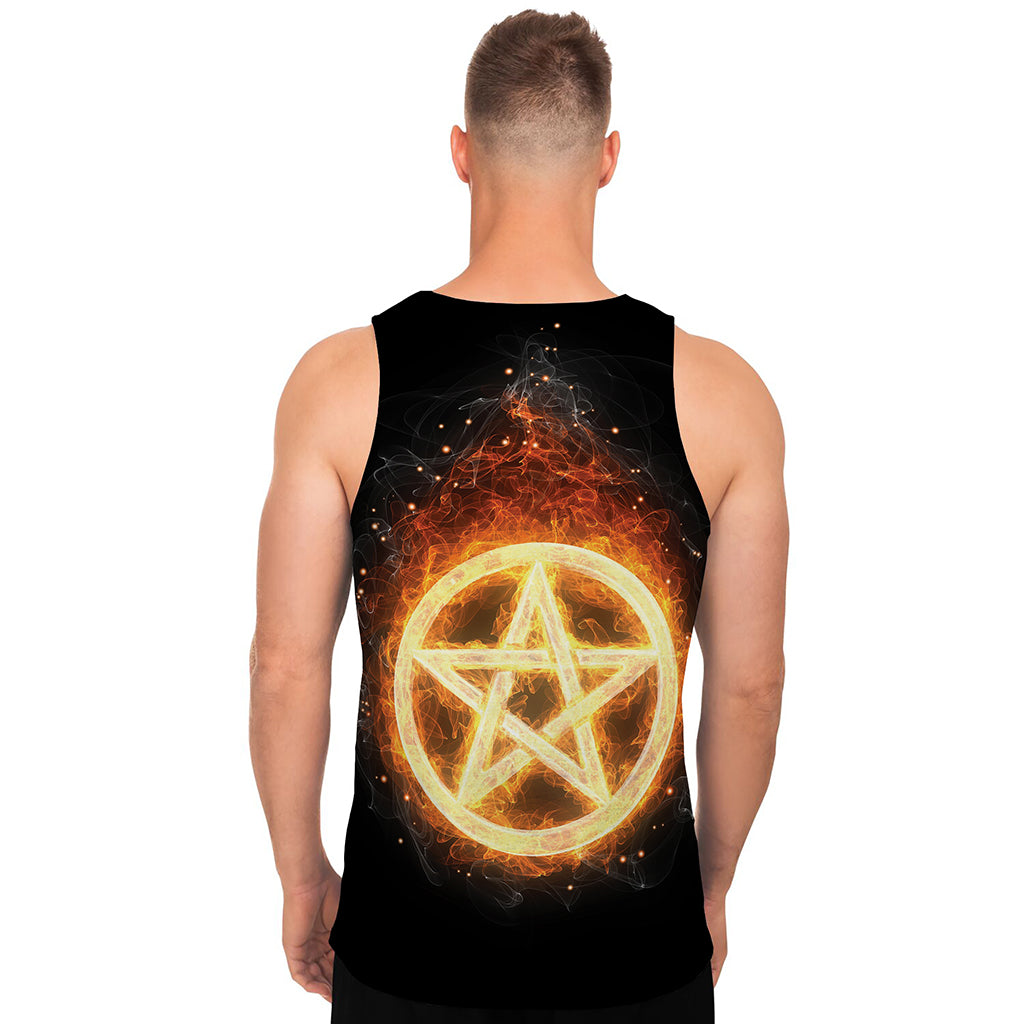 Flame Pentagram Print Men's Tank Top