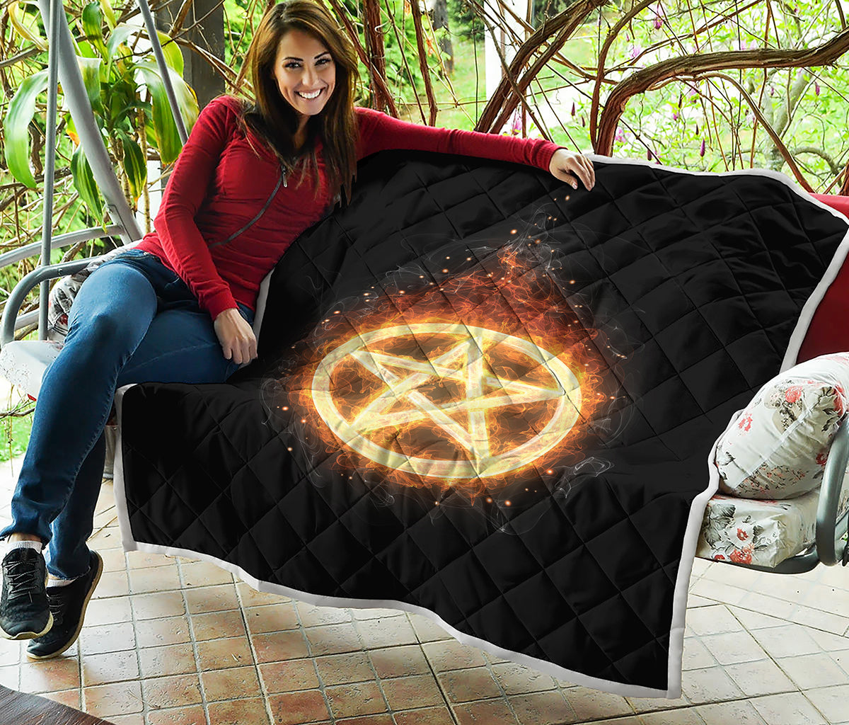 Flame Pentagram Print Quilt