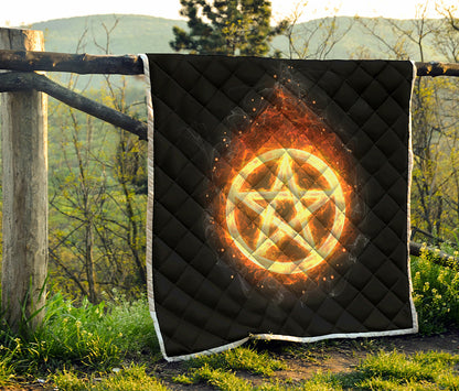 Flame Pentagram Print Quilt