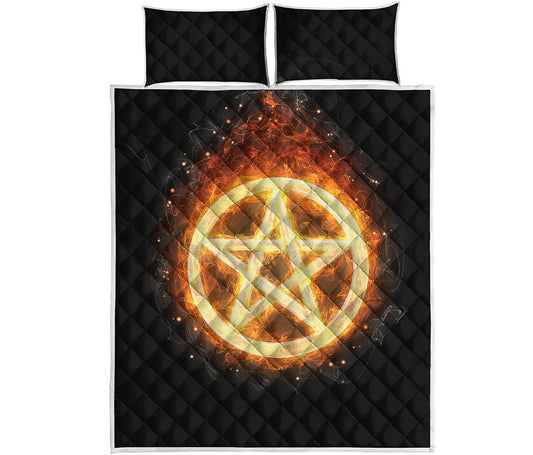 Flame Pentagram Print Quilt Bed Set