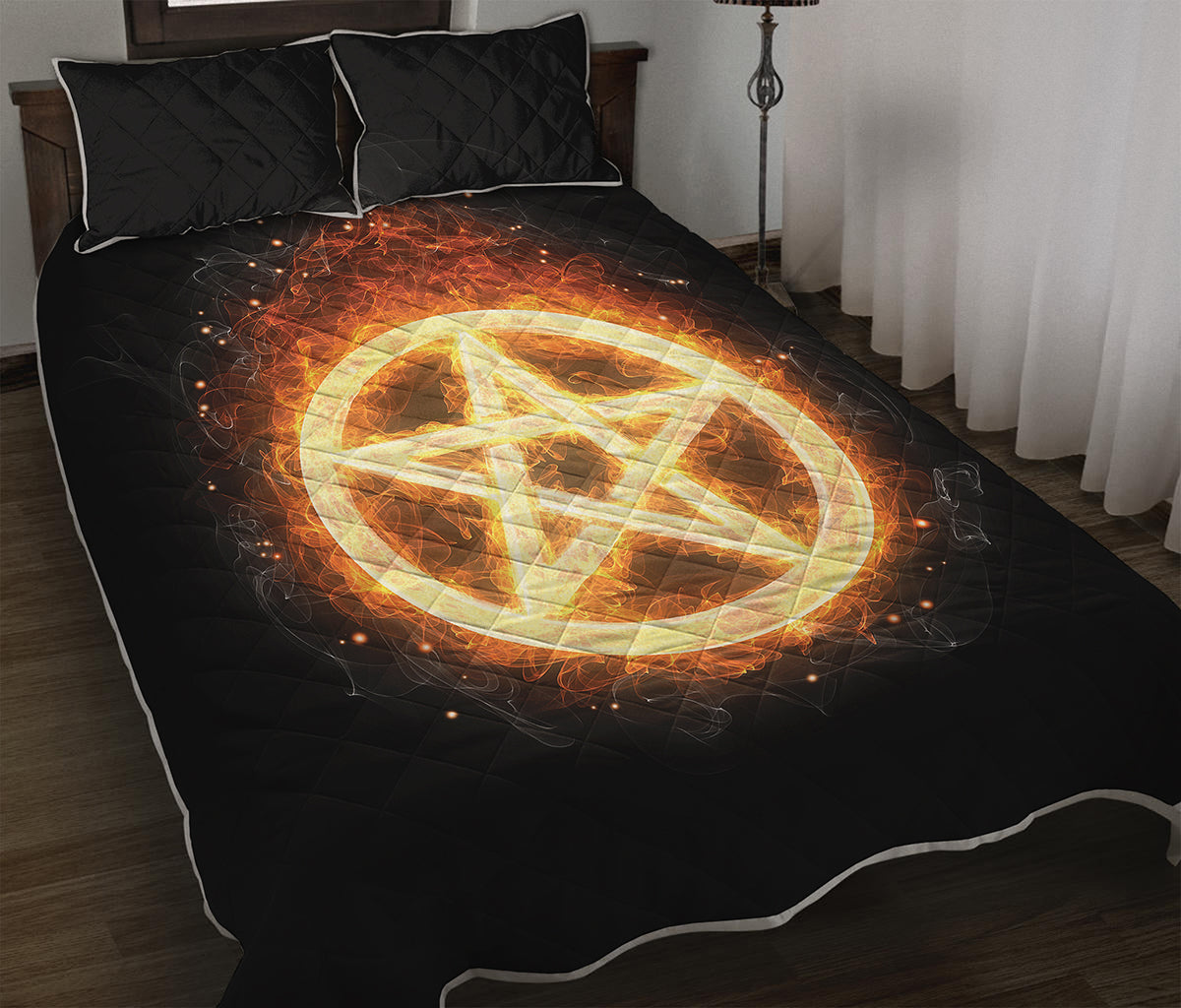 Flame Pentagram Print Quilt Bed Set