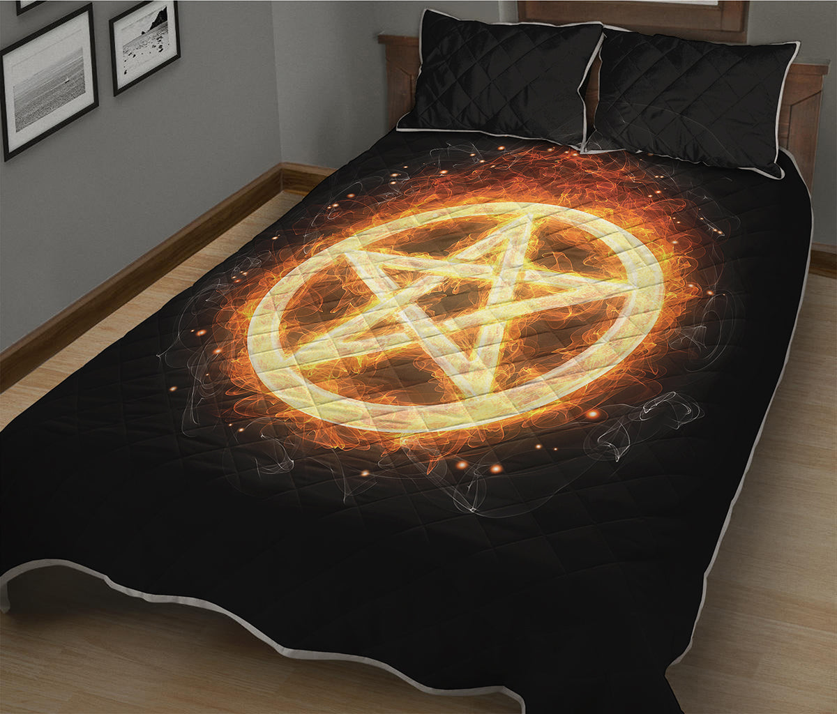 Flame Pentagram Print Quilt Bed Set