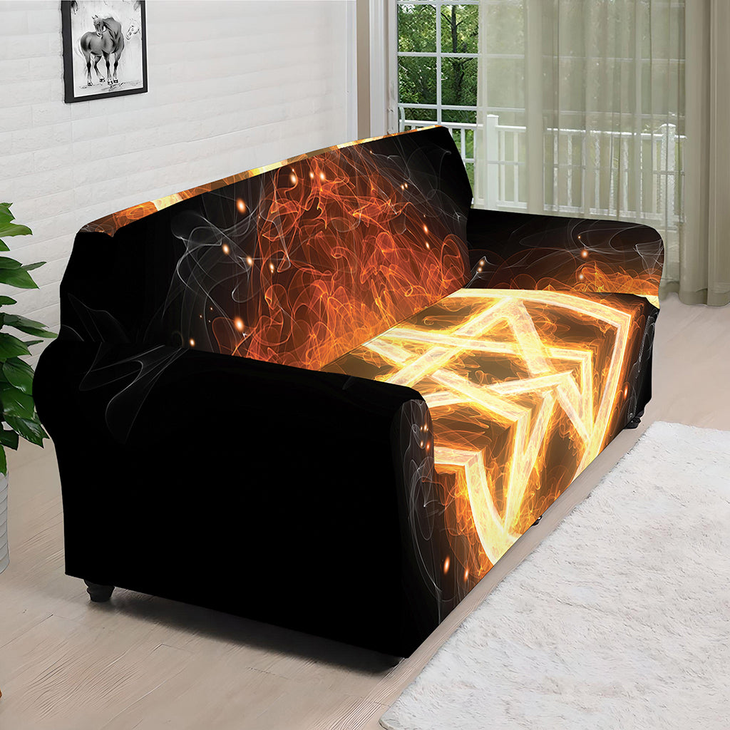 Flame Pentagram Print Sofa Cover