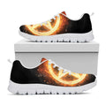 Flame Pentagram Print White Running Shoes
