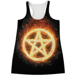 Flame Pentagram Print Women's Racerback Tank Top
