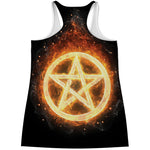 Flame Pentagram Print Women's Racerback Tank Top