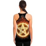 Flame Pentagram Print Women's Racerback Tank Top