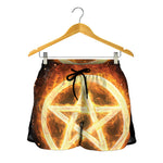 Flame Pentagram Print Women's Shorts