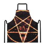 Flame Satanic Pentagram Print Apron