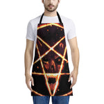 Flame Satanic Pentagram Print Apron