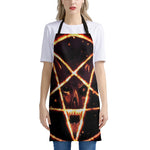 Flame Satanic Pentagram Print Apron