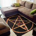Flame Satanic Pentagram Print Floor Mat