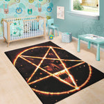 Flame Satanic Pentagram Print Area Rug