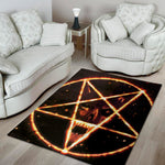 Flame Satanic Pentagram Print Area Rug