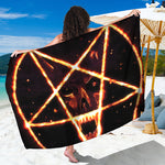 Flame Satanic Pentagram Print Beach Sarong Wrap